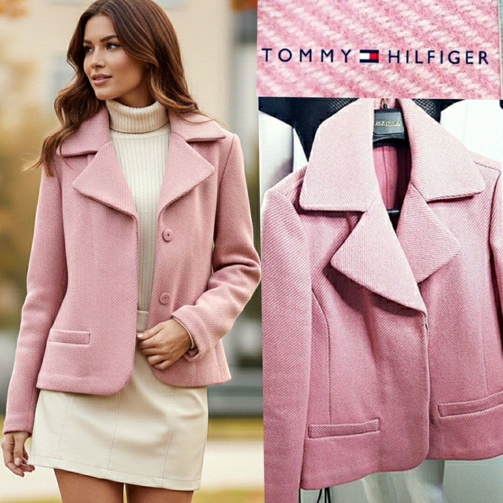 Vintage Wool🎀 Tommy Hilfiger Coat🌸Pink Outdoor Blazer